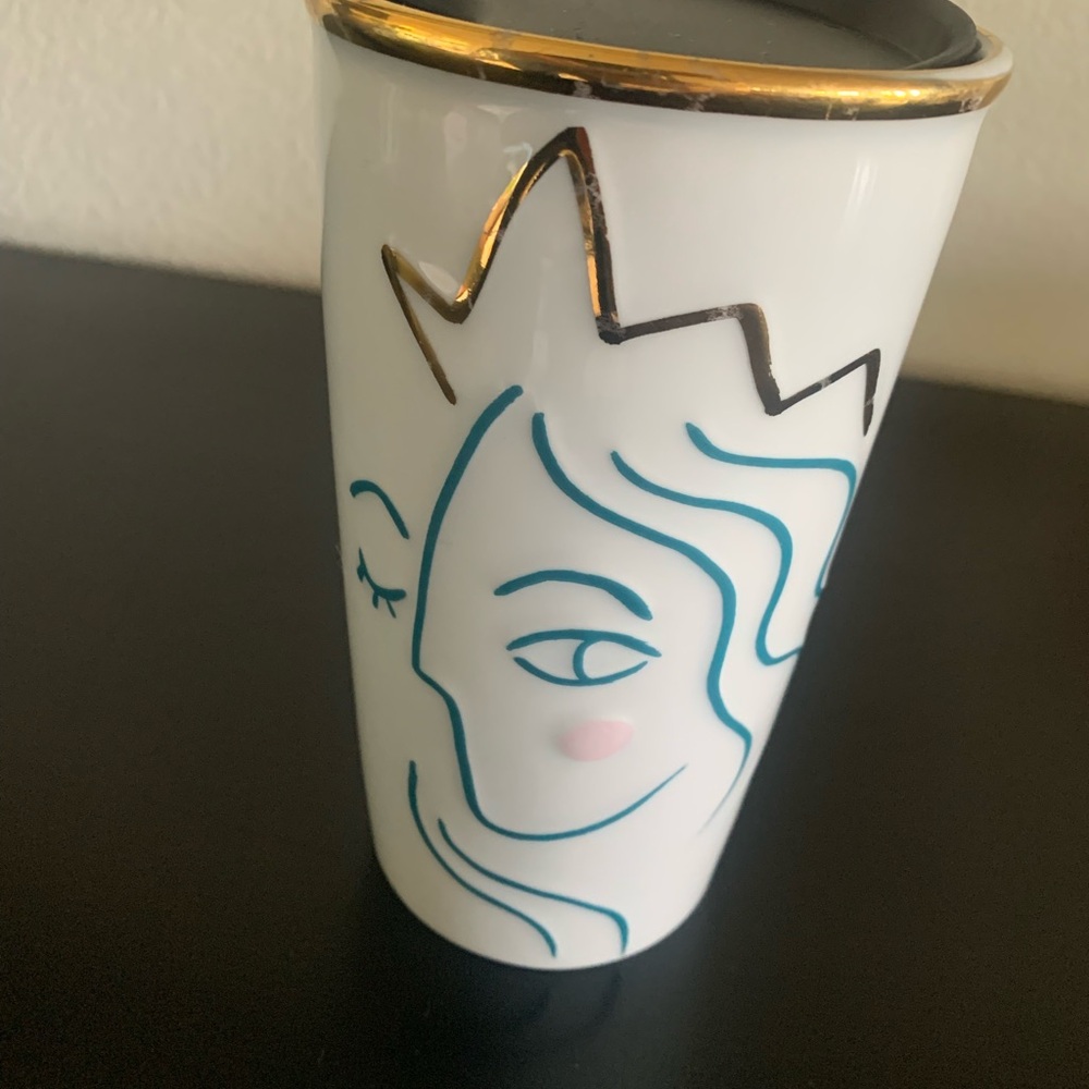 Starbucks Coffee Ceramic Tumbler Gold Crown Mermaid Anniversary Collection 2017